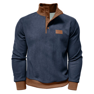 <span class=keywords><strong>Felpa</strong></span> da <span class=keywords><strong>uomo</strong></span> casual autunno inverno 2026 di tendenza, in velluto a coste foderata in <span class=keywords><strong>pile</strong></span>, tinta unita, vestibilità ampia, <span class=keywords><strong>con</strong></span> collo alto, ideale per l'outdoor - Product Image 3