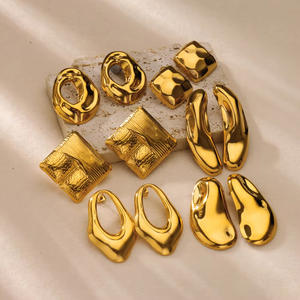 Gioielli di moda in acciaio inox irregolare orecchini in acciaio inox all'ingrosso orecchini placcati oro orecchini Chunky - Product Image 2