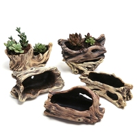Maceta de hormigón multicapa con tronco artificial y madera flotante para suculentas, estilo pastoral, para interior, venta al por mayor