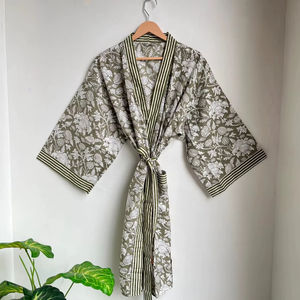 Robe de chambre kimono en coton, imprimé floral, robe de chambre de demoiselle d'honneur, vêtements de nuit d'été, taille unique, femme, bohème, léger, peignoir respirant - Product Image 1