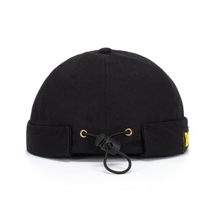Brand Trendy Vintage Cotton Adjustable Elastic Docker <b>Beanie</b> Beret <b>Hats</b> Custom Black Skull Brimless Cap for Women <b>Men</b> - Product Image 6