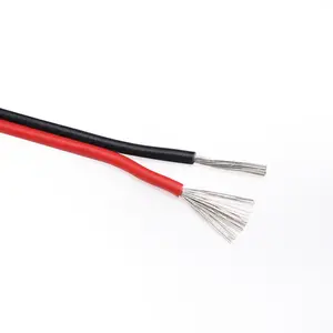 Populer 2 Pin kabel listrik 2468 kabel tembaga lapis kabel pita datar hitam merah 22AWG LED kawat listrik mobil
