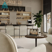 Nouveau design de kiosque alimentaire en bois massif pour centre commercial, design d'intérieur commercial populaire, comptoir à café moderne et créatif en bois MDF