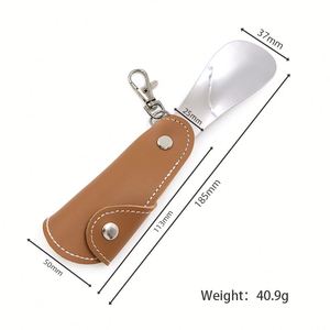 Porte-clés unique en cuir PU avec corne, chausse-pied pliable en acier inoxydable, adapté aux hommes et aux femmes, chausse-pied portable pour usage quotidien - Product Image 6