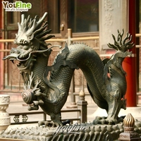 Statue de fontaine de dragon en bronze coulé de taille réelle pour jardin extérieur chinois