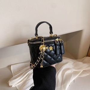 New for Women's <b>Mini</b> Box <b>Bag</b> with Chains Solid Color Hand-Held Small Square Camellia Design Breathable & Durable - Product Image 6