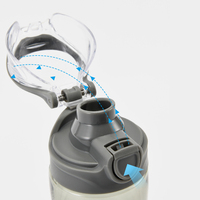 Bouteille d'eau en plastique 500ml, contenant avec logo personnalisable, pour l'extérieur, 1 couche, protection à ressort