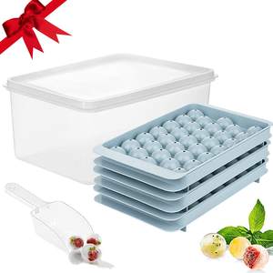 Venta al por mayor DD1522 Mini bandeja multicapa de 33 cavidades para esferas y círculos, molde para cubitos de hielo redondos de whisky con tapa y contenedor para hacer bolas de hielo - Product Image 2