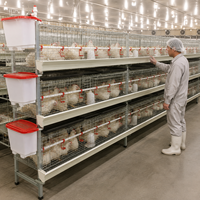 Nouvelle cage à poulets de type H à haute capacité, à 3 niveaux, avec système d'abreuvement automatique et d'alimentation manuelle, haute productivité