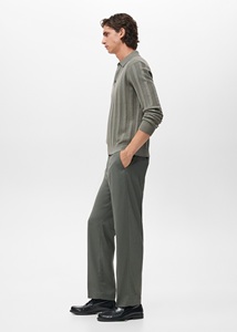 Maglione Polo a Coste Verde Oliva per Uomo, Manica Lunga con Colletto, Pullover Casual Autunnale - Product Image 3