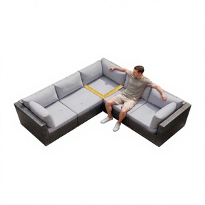 Luxury Garden Patio Furniture Set Outdoor Wicker Rattan Sectional Sofa With Tempered Glass Top Coffee Table Wholesale - Product Image 1