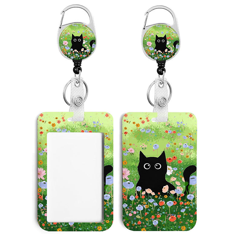 pink, blue flower, black cat