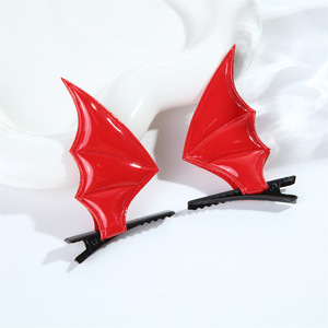 Ensemble de pinces à cheveux et bandeaux chauve-souris Halloween en similicuir, <span class=keywords><strong>accessoire</strong></span> de cosplay petit diable pour fête - Product Image 4