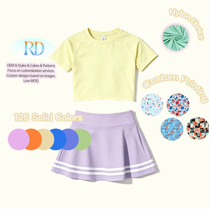 Conjunto de Falda Deportiva para Niñas, Estilo Yoga, con Bordes a Rayas Clásicos, Ropa Deportiva Infantil, Conjunto de <span class=keywords><strong>Dos</strong></span> Piezas para Bebés - Product Image 5
