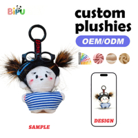 Porte-clés en peluche personnalisé de haute qualité, série Crazy Doll, avec logo brodé OEM, mini, en coton PP, marque BIPU