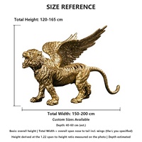 Statue de tigre ailé en laiton plaqué or en gros, sculpture animale, art, richesse, succès, Feng Shui, cadeau personnalisé OEM, décoration d'hôtel, bureau