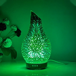 Hot-selling 0.5L 3D Glass Tilted Ultrasonic Cold Fog Seven-color Luminescent AC Powered Quiet Essential <b>Oil</b> Wood <b>Diffuser</b> - Product Image 5