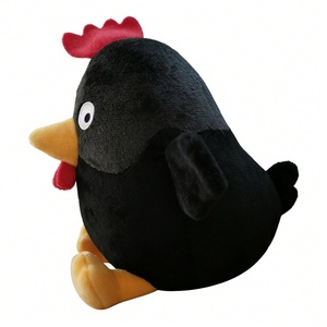 Peluche de gallina negra personalizado, lindo gallo negro redondo de peluche, peluche de gallina de granja, peluche de pollito negro de dibujos animados - Product Image 2