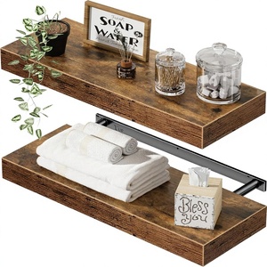 Wooden Bathroom Living Room <b>Floating</b> <b>Shelves</b> <b>Wall</b>-Mounted Farmhouse Modern Simple Design Heavy Duty Saving 15.7x6.7x1.5 Inches - Product Image 1