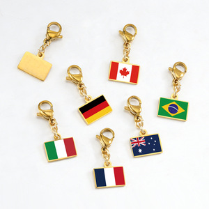LUOYUNE Ciondoli con Bandiera Nazionale Placcati in <span class=keywords><strong>Oro</strong></span> 18K, Tutti i Paesi, Unisex, in Acciaio Inossidabile, Componenti all'Ingrosso per Creazione di Gioielli - Product Image 3