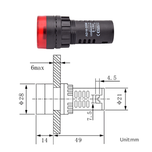 AD16-22SM 22Mm Điện Nhựa Cảnh Báo LED Màu Đỏ Màu Xanh Lá Cây Flasher Chỉ Số <span class=keywords><strong>Pilot</strong></span> Ánh Sáng Báo Động Còi Báo Động Buzzer 12V 24V 220V Vít <span class=keywords><strong>Pin</strong></span> - Product Image 6