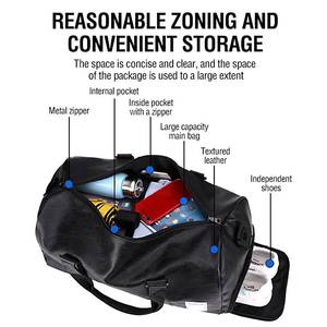 กระเป๋าทรงดัฟเฟิลหนัง PU ออกแบบได้ตามต้องการมีโลโก้สีดำกระเป๋าโท้ทสำหรับสัปดาห์ถือข้ามคืนกระเป๋ากีฬาถือกระเป๋ายิมสำหรับผู้ชาย - Product Image 2