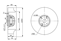 XH250FLW-A Schwarzer Kunststoff-Radialventilator mit Rückwärtsgekrümmten Schaufeln 220V AC OEM Freistehend 0,73A 155W Kugellager CQC CE IP44 2500 U/min