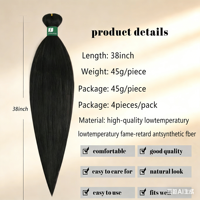 Article Tendance : Cheveux à Tresser Pré-Étirés 38" 180g, Lots de Cheveux Afro Yaki Naturels Doux Pré-Couches pour Extensions de Tresses Box Braids