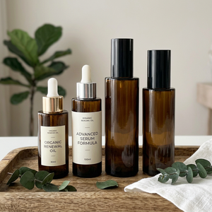 Flacon compte-gouttes de luxe en verre ambré dépoli pour huile essentielle visage et cheveux, 100 ml et 60 ml - Product Image 3