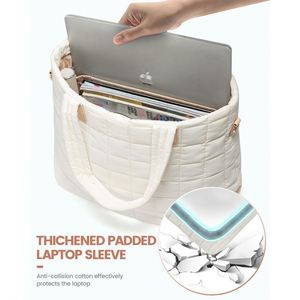 Sac fourre-tout matelassé en nylon personnalisé avec broderie, grand format, pour ordinateur portable 15,6 pouces, sac à main de travail léger, sac de voyage, sac de sport, sac de week-end pour femme - Product Image 4