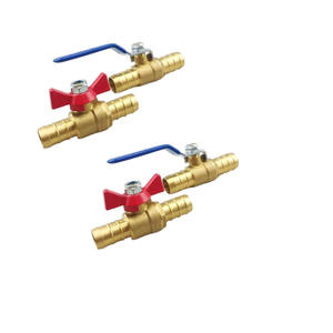 Robinet à poignée papillon en laiton sur mesure - Double raccord à barbillon à paroi épaisse pour pneumatique - Product Image 3