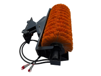 Balayeuse d'angle pour chargeuse compacte |   Accessoire rotatif à entraînement hydraulique pour le nettoyage des débris de neige et de la poussière |   Attache rapide universelle