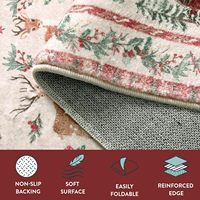Tapis de couloir avec décor de vacances doux au dos lavable en TPR pour couloir Faux cachemire 2x10ft Beige tapis de coureur de noël