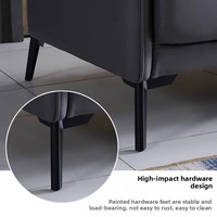Sofá de Oficina Moderno y Minimalista para Tres Personas, Estructura de Madera, Espuma de Alta Elasticidad, Asientos de Cuero, Mesa de Centro para Recepciones