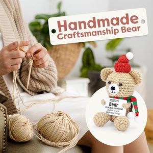Orso positivo all'uncinetto divertente bambola orso all'uncinetto con carta morbida lana fatta a mano rallegrare i regali di incoraggiamento per gli amici - Product Image 3