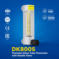 Rotameter Tabung Kaca Mikro Aliran Tinggi KIO Seri DK800S dengan Sambungan Selang NPT BSP, Bagian yang Terkena Cairan 304SS, Akurasi Tinggi ±2.5%