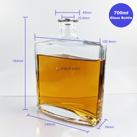 Bouteille en verre vide personnalisable avec logo pour spiritueux, 700 ml, pour bar, fête, mariage, vente en gros, avec échantillon gratuit