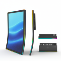Moniteur tactile incurvé pour jeux, écran LCD IPS de 43 pouces, design fin personnalisé, type J, résistant aux chocs, éclairage LED, pour kiosque mural