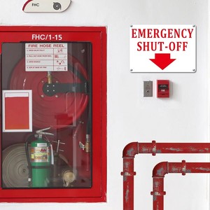 Segnale di arresto di emergenza, avviso di arresto di emergenza in alluminio, segnale di identificazione per lo spegnimento delle apparecchiature impermeabile e durevole - Product Image 5