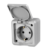 Prise murale étanche IP54 standard européenne, à montage en surface, avec mise à la terre, 10A, électrique, 2 broches, type Schuko allemand, résistante aux intempéries