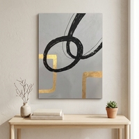 Peinture à l'huile 3D moderne à texture épaisse, peinte à la main, avec feuille d'or noir, art abstrait sur toile, tableau mural pour la décoration du salon