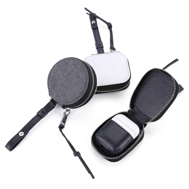 Custom Printed PU Canvas Earbuds Sublimation Small Earphone Case