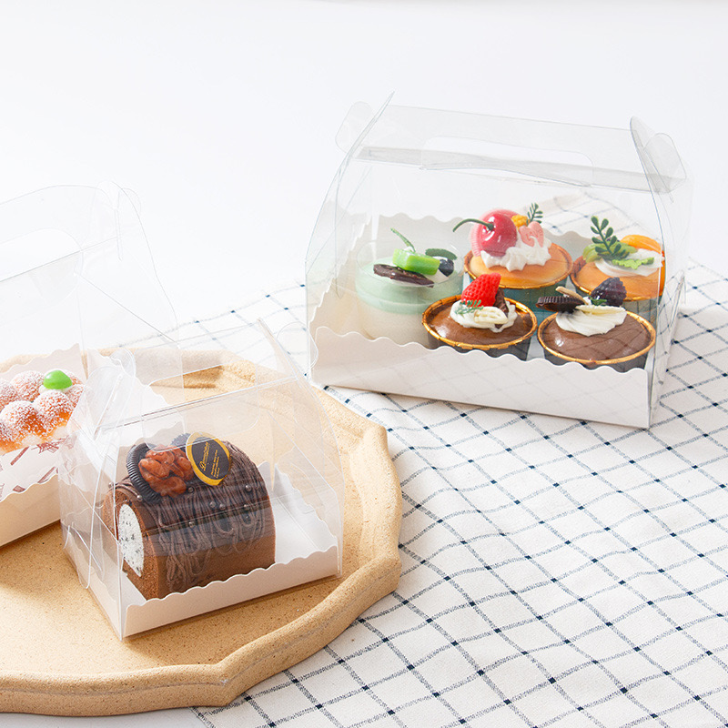 Прозрачная коробка для торта, Полоска, полотенце, упаковка для торта, пакет, мусс, десерт, запеченные прозрачные коробки с ручкой, швейцарская коробка