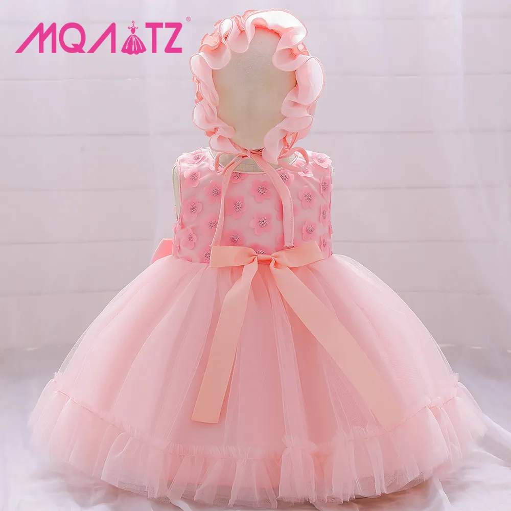 MQATZ卸売新生児女の子ベビー服半袖エンジェルベビーアップリケドレス