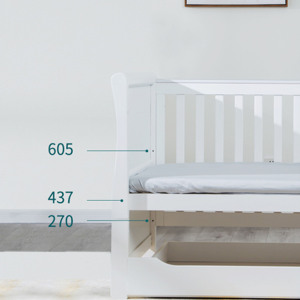 Lit bébé convertible 4-en-1 en bois massif écologique, lit d'enfant avec 4 hauteurs de matelas réglables pour chambre et salon - Product Image 5