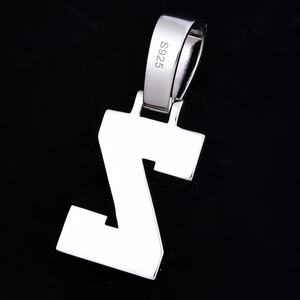 Colgante de Plata 925 Chapado en Oro con Letra Z, con Moissanita Incrustada, Estilo Hiphop, para Hombre, con Certificado GRA - Product Image 2