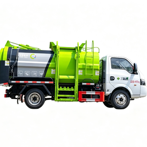 Camión de basura eléctrico hermético de 5 metros cúbicos, 4.5 toneladas, vehículo de transferencia de residuos de cocina Dongfeng con carga automática. - Product Image 1