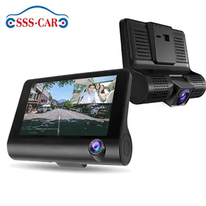 4 אינץ hd 3 דרך בתוך 1080p רכב dvr קדמי ואחורי 3 ינס וידאו מקליט חניה חיישן מצלמה רכב קופסא שחורה מצלמת מקף