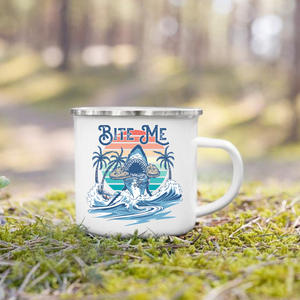 Taza con estampado de playa de <span class=keywords><strong>California</strong></span> Plam, tazas esmaltadas para acampar, taza de cerveza para fiesta de fogata de aventura, tazas con mango de montaña, regalos para <span class=keywords><strong>Camper</strong></span> - Product Image 4