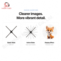 Ventilateur holographique 3D LED de 52 cm, 4 pales, double face avec protection pour affichage publicitaire intérieur